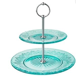 The Pioneer Woman Turquoise Two-Tier Glass Stand